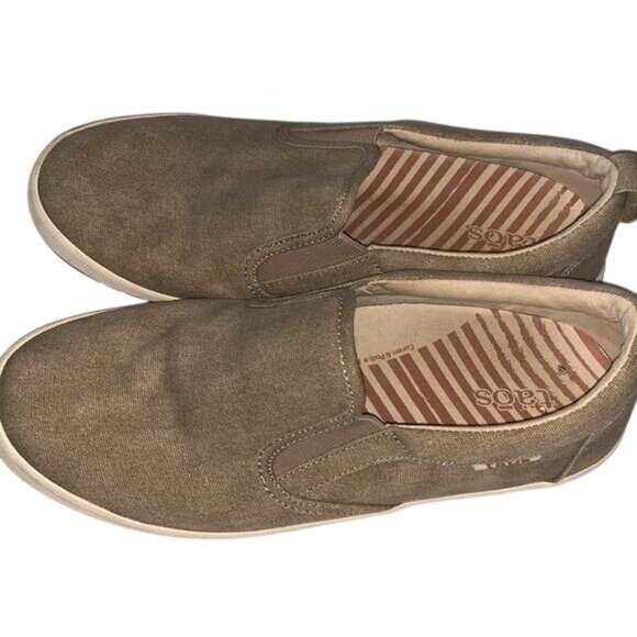 Taos Womens Canvas Slip-On Shoes Size 7 Beige - Picture 4 of 7
